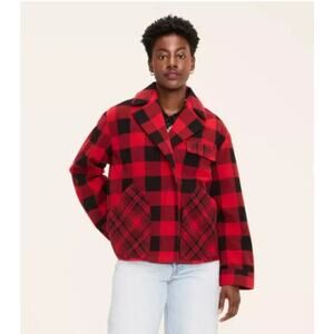 NWT Woolrich Women's Buffalo Check Melton Jacket Color: Red/Black Size: Large
